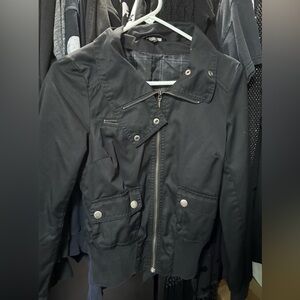 Black Zip-Up Jacket with Pockets